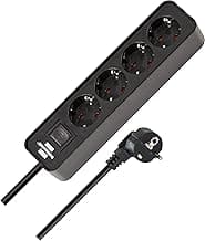 Brennenstuhl Ecolor regleta enchufes con 4 Tomas Corriente (Cable de 1,5 m, con Interruptor) Color Negro