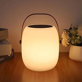 ZWOOS Lamparas de Mesita de Noche Sin Cable, Lampara Mesa Recargable LED RGB, Luce Inalambrica Portátil con Modo de Parpadeo de Vela, Impermeable IP54, con Control Remoto (Luz solar)