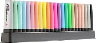STABILO - Marcador BOSS ORIGINAL - Set de escritorio x 23 marcadores - 8 neón + 8 pastel + 6 colores naturales + 1 marcador negro