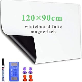 Lyzzxi Rollo Pizarra Blanca Magnética, 120x90cm Papel Pizarra Adhesiva Pared, incluye Rotuladores y Borrador Magnetica, Para Escribir en Superficies Lisas en la Escuelas, Oficinas