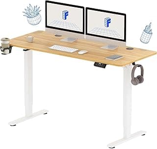 FLEXISPOT Escritorio Elevable Escritorio de Elevable Eléctrico con Tablero Entero 110x60cm(Arce), Standing Desk Mesa Regulable Altura, Mesa de Elevable con Gancho Portavasos y Control de Memoria