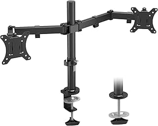 BONTEC Soporte Doble Monitor para Pantallas de 13-32 Pulgadas, Brazo de Monitor Doble Ajustable en Altura con 2 Métodos de Instalación, Rotación Inclinable y Giratoria, VESA 75x75/100x100