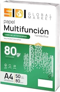 Sidi Global Market Papel A4, Folios de 80gr, Paquete de Folios para Uso Escolar, Laboral o Personal, Folios A4 para Fotocopiadora y Multiusos, DIN A4 extrablanco - SIDI (50h, 80gr)