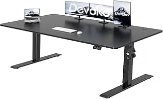 Devoko 180x80 cm Escritorio Regulable en Altura, Escritorio Elevable Eléctrico Telescópico Bidireccional, Escritorio de Oficinay Hogar, para Estudio en Casa con Tablero Ensamblado, Negro