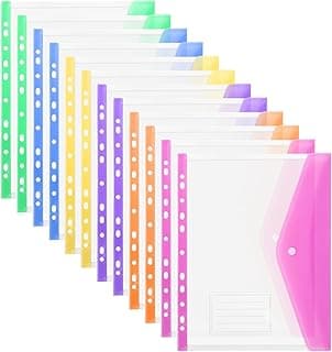 OFFCUP Sobre Portafolios para Carpetas, 12pcs Carpetas Plastico A4 con 11 Agujeros y Bolsillo para Etiqueta, Fundas para Carpetas Plastico Sobres Plastico Fundas Plastico para Documentos (Horizontal)