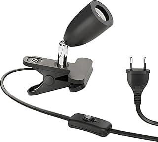 ledscom.de Lámpara de pinza LIK, interruptor, negro mate, 1x E27 máx. 60W