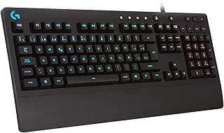 Logitech G213 Prodigy Teclado Gaming con Reposamuñecas, RGB LIGHTSYNC, Teclas Retroiluminadas y Personalizables, Resistente a Salpicaduras, Controles Multimedia Dedicados, Disposición QWERTY ES
