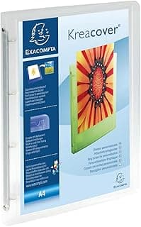 Exacompta - ref. 51568E - 1 carpeta rígida de polipropileno personalizable con 1 bolsillo - 4 anillas redondas, diámetro 30 mm - Dimensiones externas: 32 x 26,8 cm - Formato de archivo A4 Maxi -