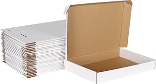 HORLIMER Caja de Envío Kraft, 34,2 x 24,6 x 4,8cm, Lote de 25, Caja Carton con Tapa para Regalo o Embalaje, Blanco