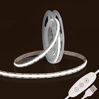 Fosingut Tira LED COB 2m,5V USB Regulable Luz de Fondo de TV, Blanco Frio 6500K CRI90+ 960 LEDs Luces LED Strip Tiras LED de Interior Para Decor del Hogar DIY,Cocina,Espejo,Dormitorio,Bar