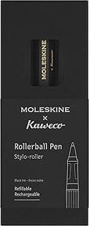 Moleskine x Kaweco Bolígrafo Rollerball Recargable de Plástico ABS para Escribir y Tomar Notas, Recambio de 0,7 mm con Tinta Negra Incluida, Negro