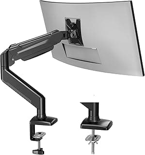 BONTEC Soporte Monitor de Escritorio, Brazo Monitor Ergonómico con Resorte de Gas, para Pantallas 13-32", Inclinación, Giro, Rotación 360°, VESA 75/100 mm, hasta 9 kg, Montaje con Abrazadera y Ojal