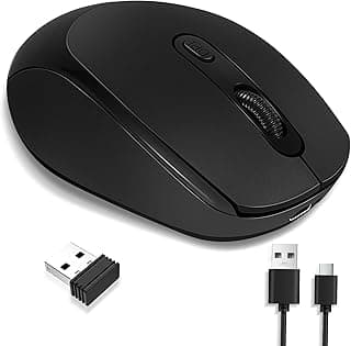 Vemfay Raton Inalambrico Recargable, USB Ratón Bluetooth 2.4G Raton Ordenador Inalambrico, 1600 dpi Ajustables, Mouse Inalámbrico Silencioso para PC, Laptop, Mac, Windows Ordenador