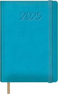 Dohe - Agenda 2025 - Día por Página, Tamaño A5 (15x21 cm), 12 Meses Enero a Diciembre, Tapa Dura de Polipiel, Planificador en Español, Material de Oficina - SAMBA Turquesa