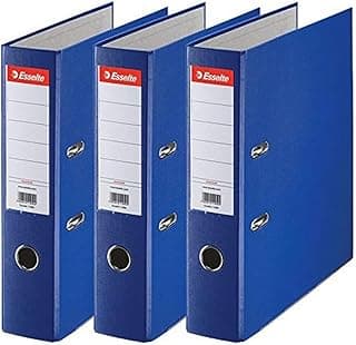 Esselte 624291 - Archivador de Palanca con Anillas Essentials, de PP, Mecanismo Estándar, con Capacidad de 500 Hojas A4, 3 Unidades, Azul, 75 mm, Certificado FSC, Etiqueta en el Lomo Reemplazable