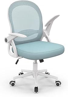 naspaluro Silla de Oficina, Silla de Escritorio Ergonómica con Malla Transpirable, Reposabrazos Abatibles, Silla para Ordenador de Altura Regulable, Silla Giratoria de 360°, Azul