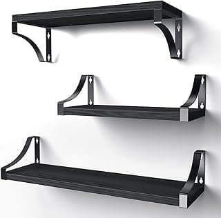 Pipishell Baldas Pared Estanteria de 3 Niveles Estante Madera Ideal para Dormitorio Sala Estar Estudio la Oficina en el Hogar etc (Negro)