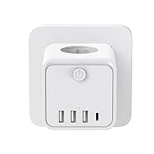 Cubo Enchufe USB 7 en 1，Ladron Enchufes Plano Múltiple con 3 Tomas Regleta Cubo,3 USB A 1 USB C, Enchufe Multiple Pared con Interruptor, Enchufe para Oficina, Cocina y Habitación
