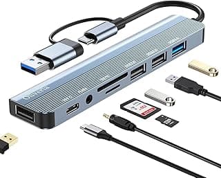 USB C Hub 8 in 2 USB C Distribuidor Multiport Adaptador M-Acbook USB Adaptador USB C con lector de tarjetas SD y TF, puertos USB 3.0 y USB 2.0, puertos de audio de 3,5 mm, USB C Hub 3.0 para MacBook,