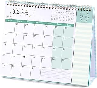 Calendario de mesa 2025 2026 – Calendario 2025 2026, calendario mensual de 18 meses de julio de 2025 a diciembre de 2026 con 53 páginas de tareas, bolsillo grande, tipografía en casa, oficina,