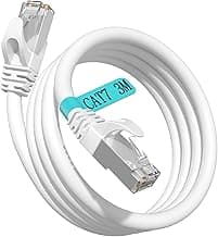 Soibke Cable Ethernet 3m, Cable de Red Cat 7 Blindado S/FTP Gigabit Cable RJ45 24AWG Cable LAN Blanco Impermeabilización Cable Red 3 Metros Exteriores 10Gbit/s 600MHz Alta Velocidad Para Moedm