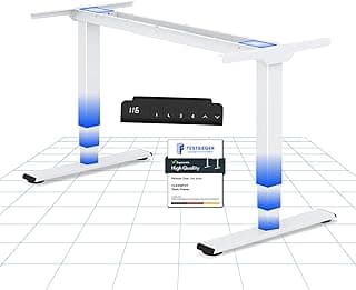 FLEXISPOT EC5 Lite Escritorio Elevable Eléctrico con 2 Motores y 3 Etapas Escritorio Ajustable en Altura de Acero con 4 Funciones de Memoria Standing Desk, Carga de 100kg(Marco en Blanco)