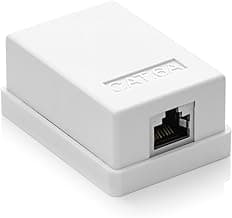 deleyCON 1x CAT 6a Superficie RJ45 1x Puertos Conector de Red Blindados FTP 10 Gbit Ethernet LAN Cable de Conexión - Blanco