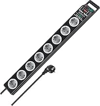 Brennenstuhl Super-Solid regleta enchufes con 8 Tomas y protección sobretensiones hasta 13.500A (con Cable de 2,5m e Interruptor, regleta eléctrica de policarbonato inastillable) Negro/Gris