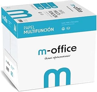 Folios A4 80gr, Caja de 5 paquetes de 500 hojas, Papel Multifunción para Impresora Inkjet y Láser, Hojas A4 210 x 297 mm Ideales para la Oficina como para el Hogar · m-office (2500 hojas)