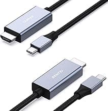 BENFEI cables USB C a HDMI de 1.8M [4K@60Hz, carcasa de aluminio, trenzado de nailon], Thunderbolt 3/4 compatible con iPhone 15 Pro/Max, MacBook Pro/Air 2023, iPad Pro-Paquete de 2