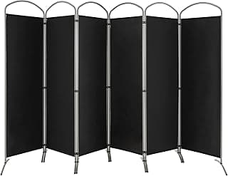 COSTWAY Biombo Separador Plegable de 4/6 Paneles, Separador de Habitación, Pantalla de Tela Independiente, Partición de Habitación, Partición Portátil para Hogar Oficina (331x188 cm, Negro)
