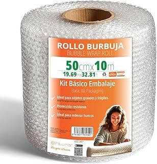 Rollo Burbujas Embalaje, Papel de Burbujas para Embalar, Plástico de Burbujas para Mudanzas, Embalajes y Cajas. Medida 50 cm x 10 m de longitud - Ofituria