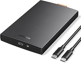 UGREEN Carcasa Disco Duro 2,5" USB C con UASP 6Gbps, Caja 2.5 SSD HDD SATA I/II/III de 7mm 9,5mm, 10TB MAX, Compatible con TV, Macbook Pro 2021, XPS 15 con Cable