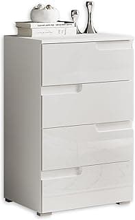 Stella Trading SPICE Cómoda en blanco , contemporáneo aparador con mucho espacio de almacenamiento para tu salón, 50 x 80 x 40 cm (ancho/alto/profundo)
