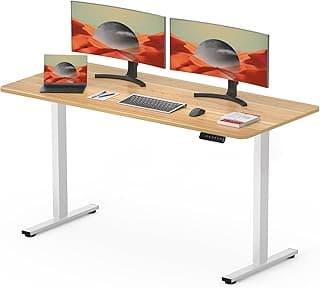 SANODESK QS+ 120 x 60 cm Escritorio Elevable Eléctrico con Tablero Entero Escritorio Regulable en Altura Eléctrico Telescópico Bidireccional con Control de Memoria y Tecnología Anticolisión (Arce)
