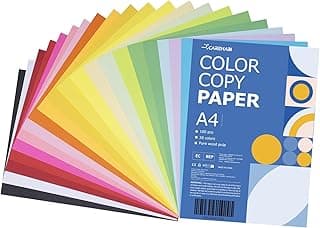 Carehabi - A4 80 g/m² 20 colores, 100 hojas de papel de color para fotocopiadora, papel de color para manualidades, manualidades, decoración, artesanía