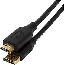 Amazon Basics Cable DisplayPort a HDMI con Conectores chapados en Oro, 3 m, Negro