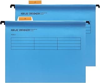 12 unidades Foolscap Grande Archivadores de suspensión con pestañas e insertos para tarjetas, Azul, Archivo Carpetas Colgantes Polipropileno, Medidas 41 x 25 x 37 cm