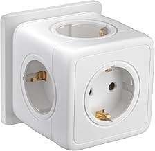 3680W Cubo Enchufe, 5-in-1 Ladron Enchufes, Regleta Multiple, 5 in 1 Enchufe de Pared Power Cubo Adaptador para Oficina, Cocina, Blanco