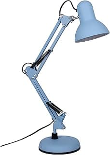BEL AIR HOME - Lámpara de Escritorio LED Articulada Flexo Antigona | Diseño Vintage Retro | Altura Ajustable 34-67 cm | Metal Resistente | Ideal para Oficina y Hogar (AZUL MATE)