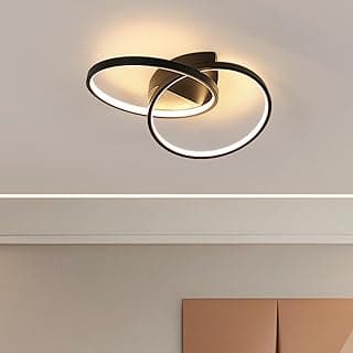 Lámpara de Techo, 33W 3712LM Plafón LED Moderno Redondo, Luz de Techo Negro de Aluminio para Dormitorio Sala de Estar Cocina Baño Oficina, Luz Blanca Cálida 3000K, 54CM