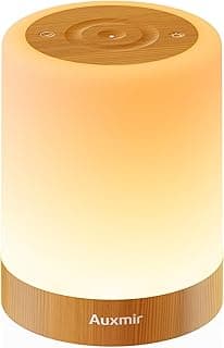 Auxmir Lámparas de Mesita de Noche Táctil, Regulable con 256 Colores RGB y 4 Modos, Luz Nocturna LED Recargable USB con Temporizador, Inalámbrica para Dormitorio o Regalo, Marrón Claro