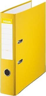 Esselte 42324 - Archivador de Palanca de PP de Plástico Forrado, Tamaño Folio, Amarillo, Anchura Lomo: 75 mm, 1 Unidad, Capacidad de 500 Hojas A4