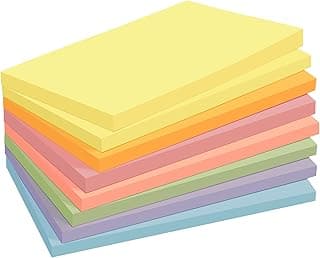 Agoer 480 Notas Adhesivas, 76 x 127 mm Grandes Super Sticky Notes en Colores Claras,8 Blocs - 60 Hojas/Bloc, 7 Colores Notas Autoadhesivas para Listas de Tareas y Recordatorios para Oficina Escuela