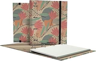 Unipapel - Archivador 4 Anillas Ecológico A4, Incluye Recambio 100 Hojas Recicladas 90g, Cuadriculadas 5x5, Bandas de Color, Uninature Design Flores, FSC Recycled 100%, Carpebook