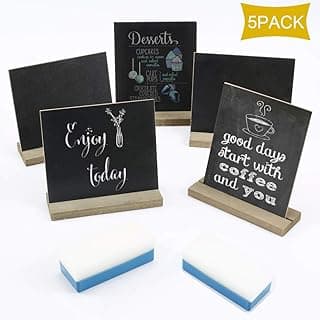 KINDPMA Mini Pizarra Doble Cara con Soporte de Madera para Decoracion de Mesa, Bodas, Cumpleaños Bar y Decoración de Eventos de Fiesta, 22 x 15.2 cm, Negro, 5pcs