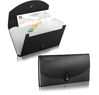 Carpeta archivadora A6, 2 unidades, carpeta de documentos, tamaño pequeño, A6, de plástico, 13 compartimentos, portátil, acordeón, carpeta con etiquetas coloridas, carpeta de archivos para facturas,