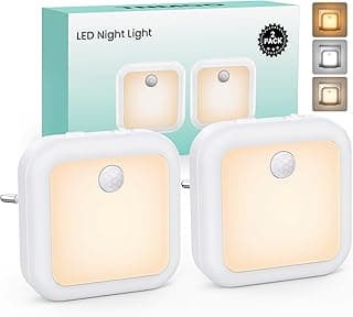PALATALA 2 Piezas Luz Nocturna Infantil, Luz Nocturna con Sensor de Movimiento Enchufe Regulable con 3 Modos y Color, Luzs de Noche para Armario, Cocina, Habitación de Niños, Baño, Pasillo, Escaleras