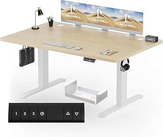 Homall 140x70 CM Escritorio Elevable Regulable en Altura，Escritorio de Pie con Tablero de Cuatro Partes, Mesa Ordenador con Función de Memoria