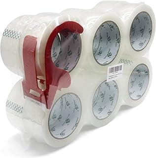 BOMEI PACK 12 Rollos Silencioso Cinta Embalar Adhesiva 48MMx 66M, para Cajas y Paquetes, 60micron Silencioso Cinta Adhesiva con dispensador